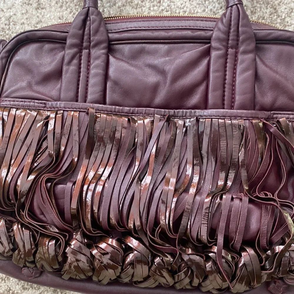 Katherine Kwei Wine Leather Handbag - Picture 2 of 10